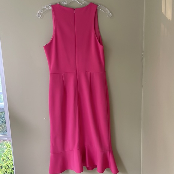 Betsey Johnson  Pink  V Neck Ruffle Flutter Hem Sheath Dress Size 2 Slee… - Picture 5 of 9